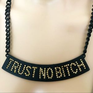 “Trust No Bitch” Gold Stone Chain Link Necklace